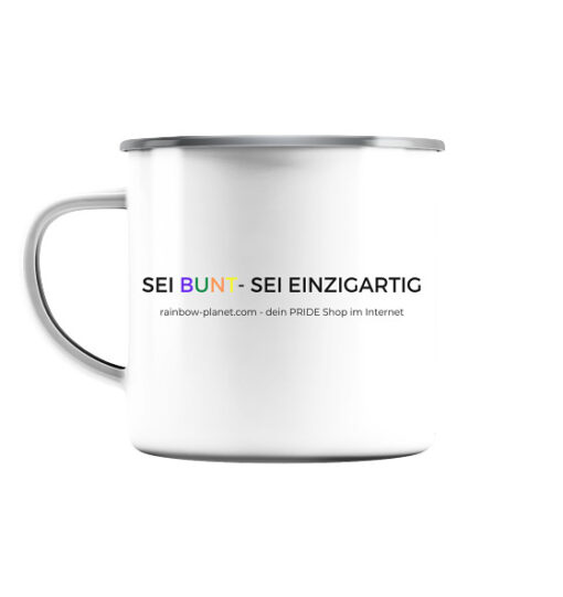 Supporter Shirt - Sei bunt! - Emaille Tasse (Silber) – Bild 2
